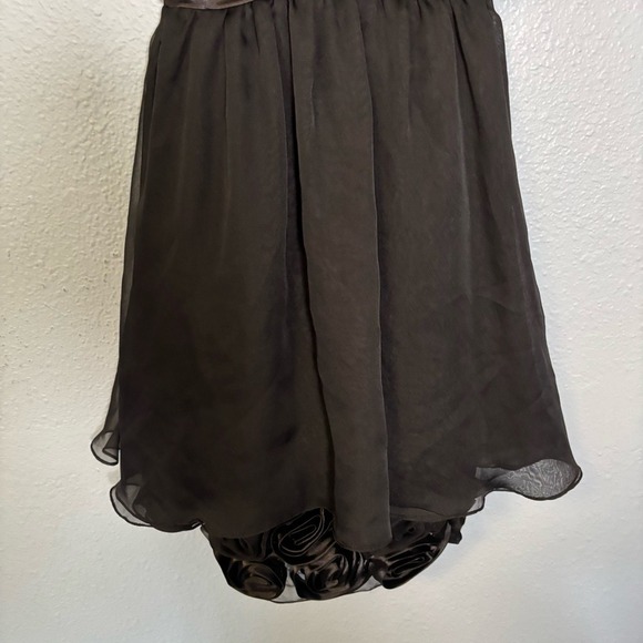 Mac Duggal Black Beaded V Neck Chiffon‎ Rose Hem Mini Formal Dress Size 4 Party - Picture 6 of 13